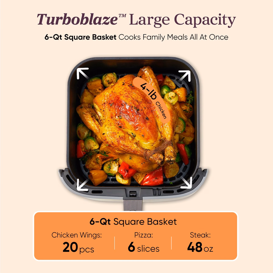 TurboBlaze™ 6.0-Quart Air Fryer - Light Gray